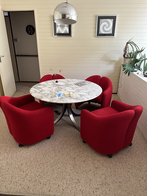 Set van 4 Fauteuils PS142, Eugenio Gerli  voor Tecno