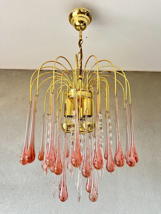 Lustre Vintage Rose Goutte d'eau – kroonluchters, Glass, Metal (photo 2 of 9)