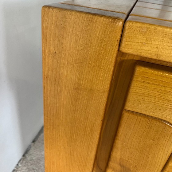 Image 1 of Large French sideboard in solid elm, 1970, attributed to the Chauvin Workshop