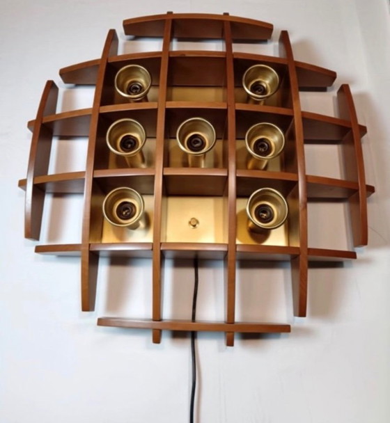 Iconica Wood Flush Mount Lamp with Angelo Brotto for Esperia – Wall lights, Brass (photo 19 of 30)