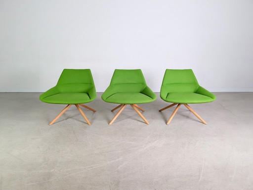 Set of 3 Inclass armchairs Pillet Dunas XL green office lounge chair