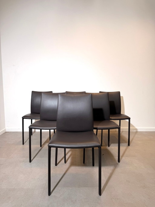Juego de 6 sillas de comedor de cuero Draenert