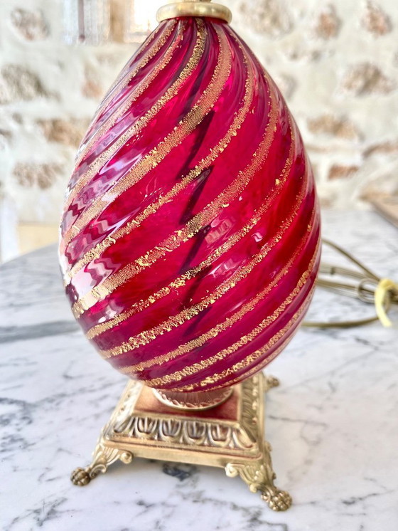 Image 1 of Tischlampe Muranoglas Farbe Rubin Rigadin ,Italien 1950