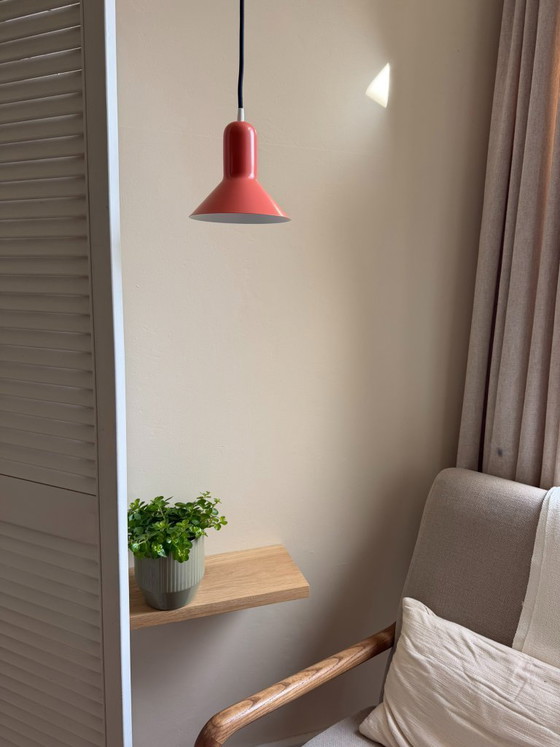 Image 1 of Vintage mini Jeka Metaltryk hanglamp - Zalmkleur - Deense designlamp