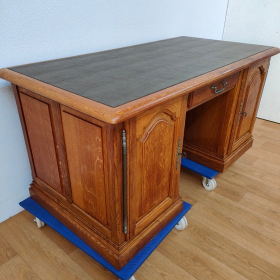 Image 1 of Escritorio de banquero antiguo de roble, escritorio de madera, oficina