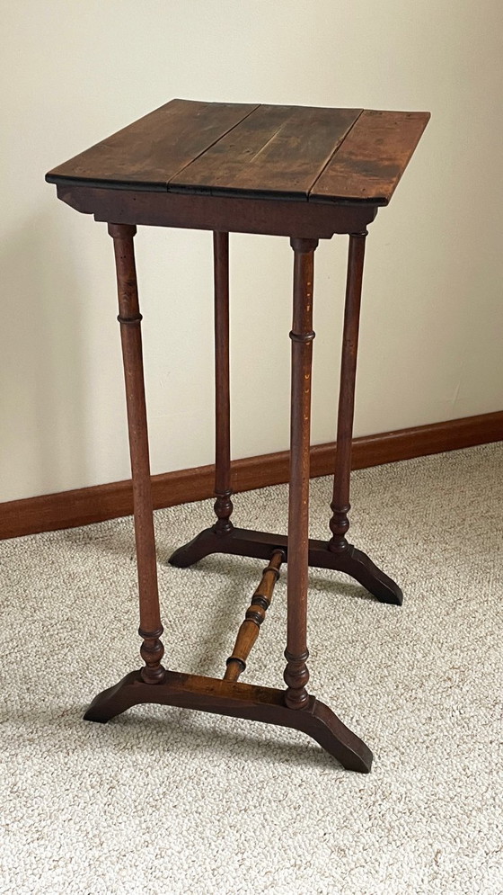 Image 1 of Antique Turned Wood Bedside Table