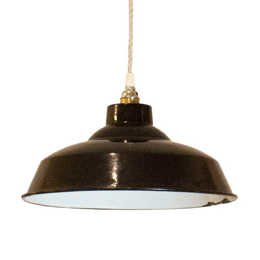 Lampe suspendue industrielle noire, Espagne, années 1950