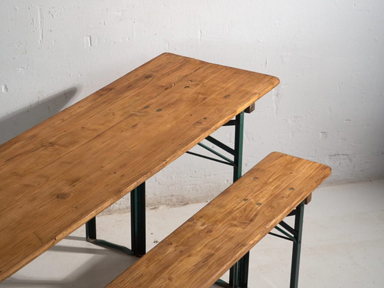 Set da birreria antico, tavolo e due panche – Germania, circa 1960 – Set da giardino, polished steel, Rustic (photo 20 of 40)