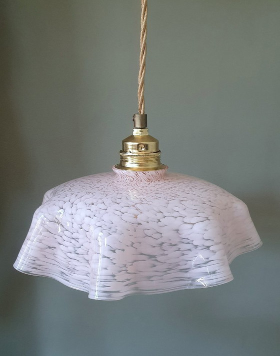 Image 1 of Lampada a sospensione vintage in vetro di Clichy, anni '30, lampada da soffitto Art Déco