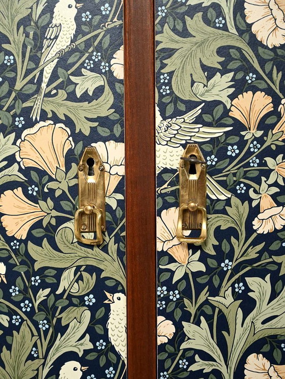 Image 1 of 1950s Scandinavian wallpapered cabinet