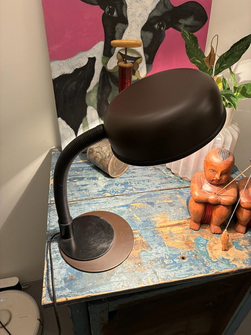 Vintage Space Age Hala Zeist Bureaulamp / Tafellamp – Jaren 70 Retro – Bruin/Zwart