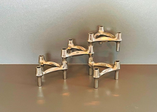 Set van 4 modulaire Nagel kandelaars Vintage 70s 