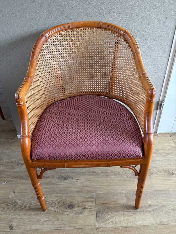 Image 1 of 4 vintage Giorgetti webbing faux bamboo dining chairs