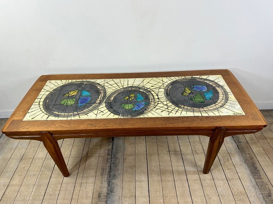 Image 1 of Tavolino da caffè in teak e terracotta lavica di J. Belarti, 1960