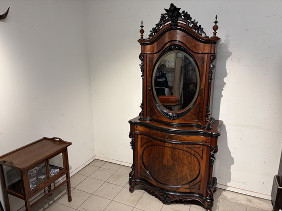 Image 1 of Willem III Mahagoni-Bonheur mit abgeschrägtem Spiegel