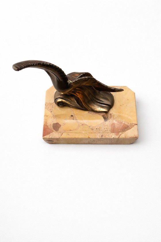 Image 1 of Vintage "Bird in Flight" sculpture on a Brecciated Marble base