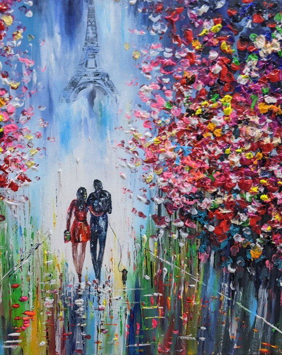 Image 1 of Evelina VINE - Passeggiata primaverile a Parigi - Dipinto dell'artista