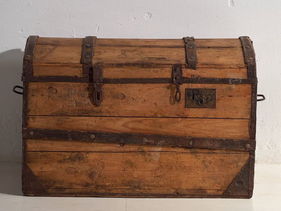 Malle de voyage ancienne en pin – Europe Centrale, vers 1900 – Armoires de rangement, Iron, Rustic (photo 31 of 40)