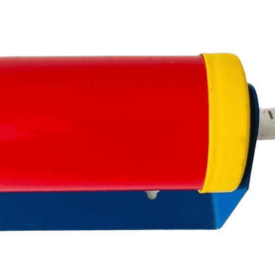 Image 1 of Vintage colourblocking Memphis-stijl wandlamp geel rood blauw 1980's