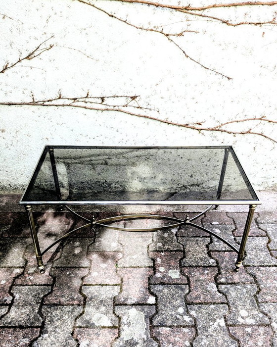 Metal and smoked glass coffee table (photo 7 of 8)