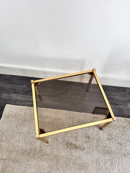 Tafel van gerookt glas uit de jaren 70 – bijzettafels, Brass (photo 2 of 5)