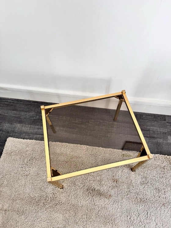 Tafel van gerookt glas uit de jaren 70 – 1970, Bijzettafels, Brass (photo 2 of 5)