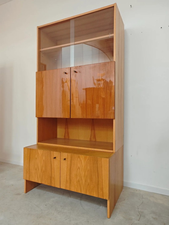 Buffet / Bibliothek OP-010 Drevotex Zamberk aus der Tschechoslowakei 1977 – Aufbewahrungsschrank, Wood, Glass (photo 3 of 19)
