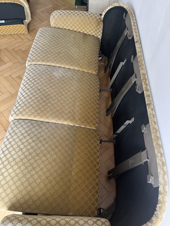 Vintage Deense driezitsbank – Banken, Metal, Textile (photo 5 of 5)
