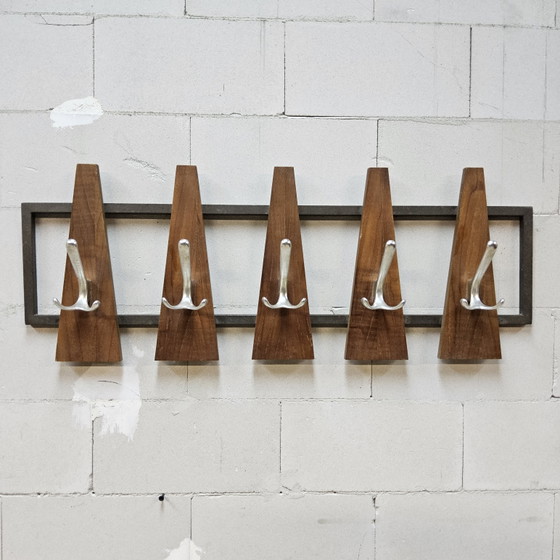 Image 1 of Appendiabiti da parete vintage (anni '60) (appendiabiti in stile Mid-Century Modern) in legno e metallo