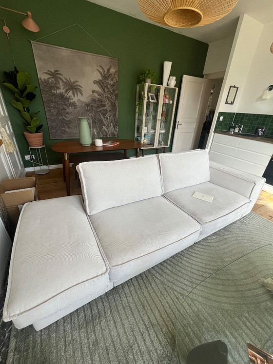 Bolia Noora Bank – 2-3 zits + poef – Ecru stof – Zeer goede staat – 3-5 zitsbanken, Velvet (photo 4 of 12)
