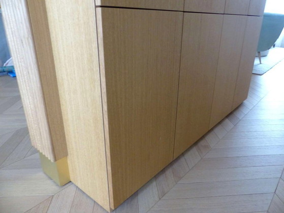 Image 1 of Moderne Bar aus massiver Eiche und doppelter Terrazzo-Arbeitsplatte – Einzigartiges Stück