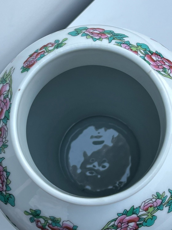 Grande Vaso Coperchiato Limoges 38cm Ulysse Paris Peonie, Vasi, Porcellana, Verde (foto 5 di 8)
