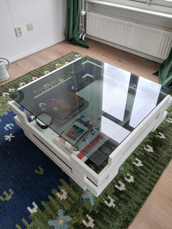 Image 1 of Tavolino laterale vintage in vetro fumé