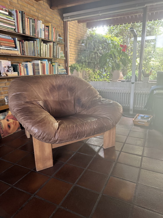 Poltrona design brutalista Leolux – Poltrone, Pelle, Legno (photo 2 of 7)