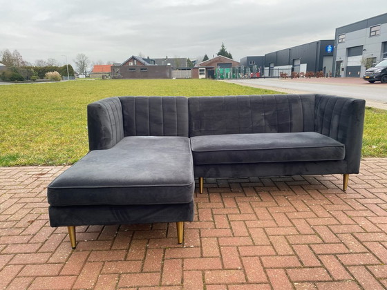 Image 1 of Ecksofa aus blauem Stoff – Robuste und langlebige Konstruktion – Kostenlose Lieferung