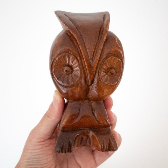 Handgeschnitzte Eulenfigur aus Holz im Mid-Century-Modern-Stil – Dekorative Objekte, Wood (photo 9 of 9)