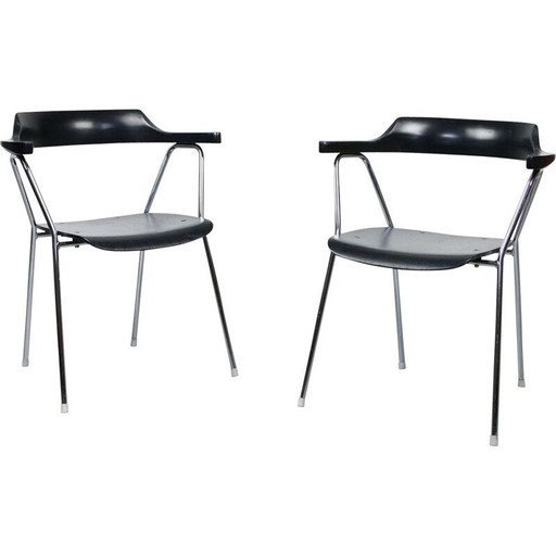 Paire de chaises de salle à manger vintage 4455 noires par Niko Kralj