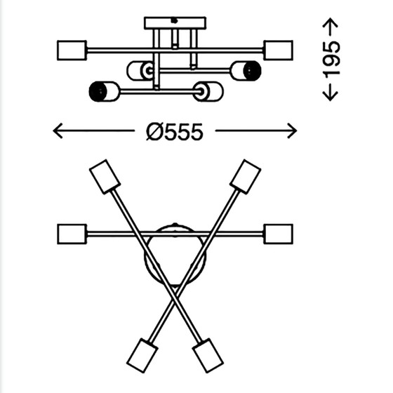 Image 1 of 2er-Set Design-Deckenleuchten "Pale", drehbar, in Schwarz mit Goldakzenten und 6 Lichtern
