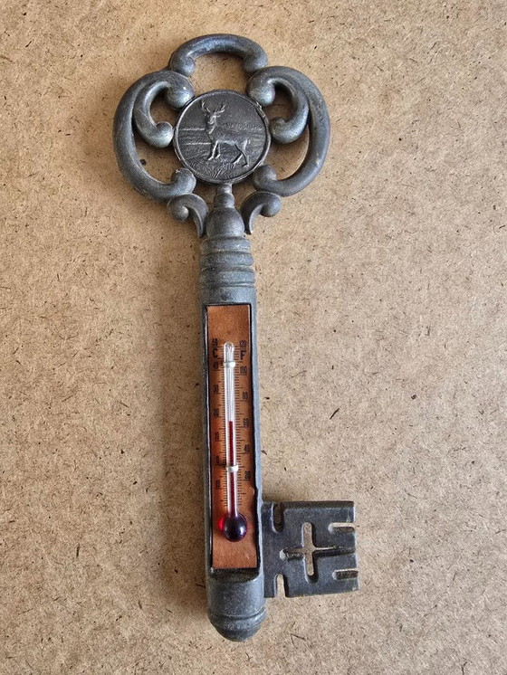 Image 1 of Old key thermometer with deer