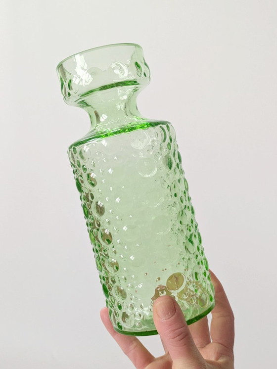 Image 1 of Jacinthe vaas uit het midden van de vorige eeuw | Groen spijkerglas | Duitsland, jaren 70