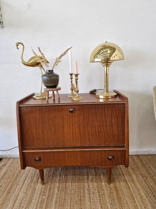 Vintage flap door cabinet with drawer and round handle