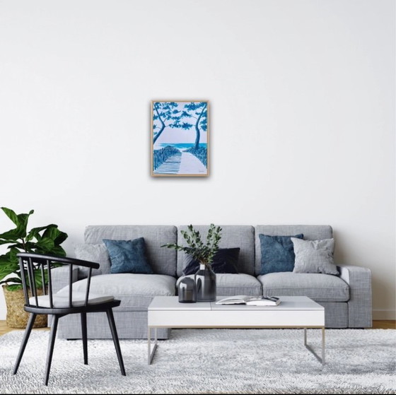 Image 1 of Blauwe Oost-Indische inkt op 300g fabriano papier.  Formaat 40x30cm.