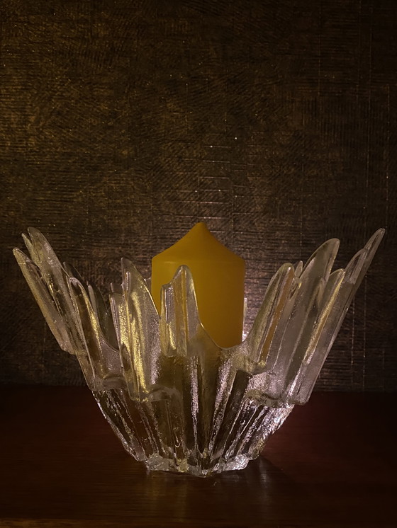 Image 1 of Tauno Wirkkala glas waxinelichthouder Humppila Revontulet 