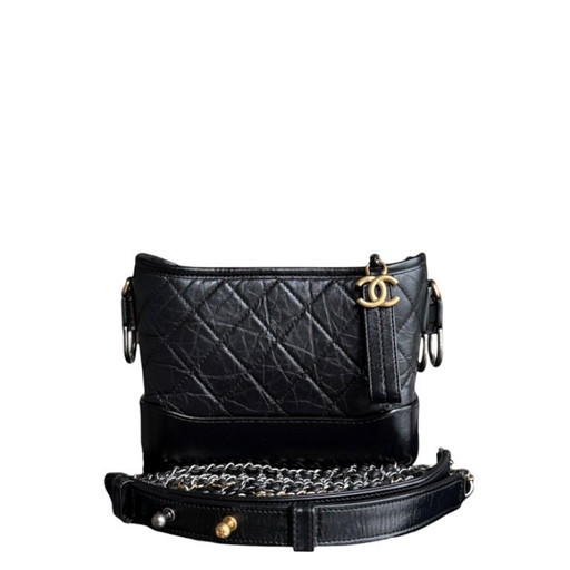 Chanel Gabrielle Small - Quilted Aged Calfskin Black Two-tone Gold Hardware