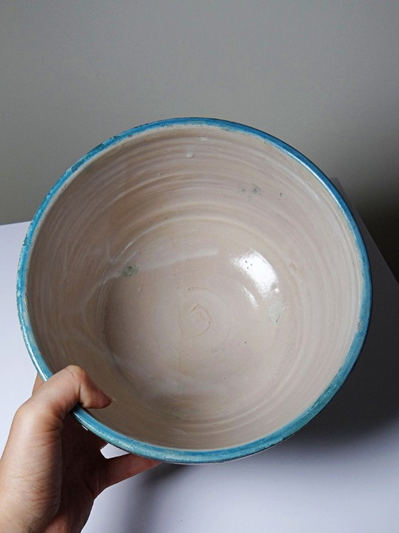 Grote oude Fes Jobbana van polychroom faience, Marokko 20e eeuw – Vintage, Decoratieve objecten, Ceramic (photo 13 of 15)