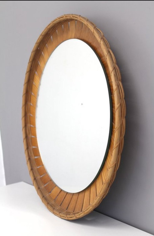 Miroir vintage en rotin Boho Chic