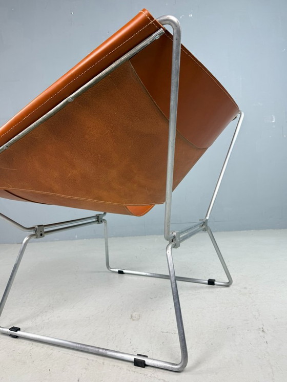 Image 1 of Poltrona in pelle cognac AP-14 di Pierre Paulin per A. Polak, 1955