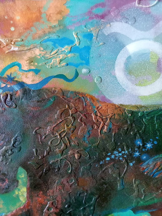 Dipinto a Olio Originale Espressionismo Astratto Astrologia Segno Zodiacale Toro – Dipinti e disegni, Canvas (photo 7 of 7)