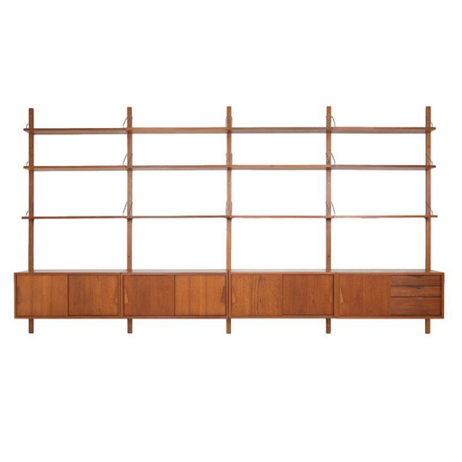 Teak modulair rekkensysteem van Kjell Riise, Brødrene Jåtog Møbelfabrikk, Noorwegen, jaren 60 – wandrek, Wood