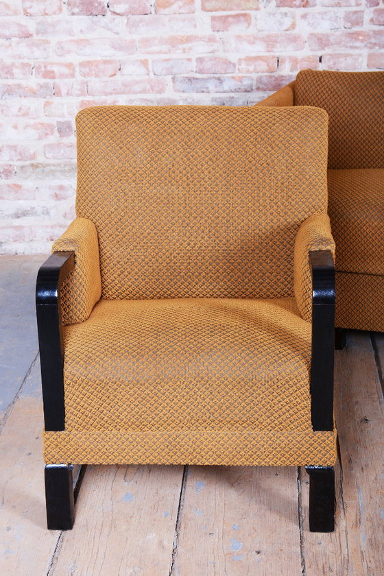 Ensemble de Sièges Art Déco Restauré, J. Halabala, UP Závody, Hêtre, Chêne, Tchèque, Années 1930 – Fauteuils (photo 13 of 36)